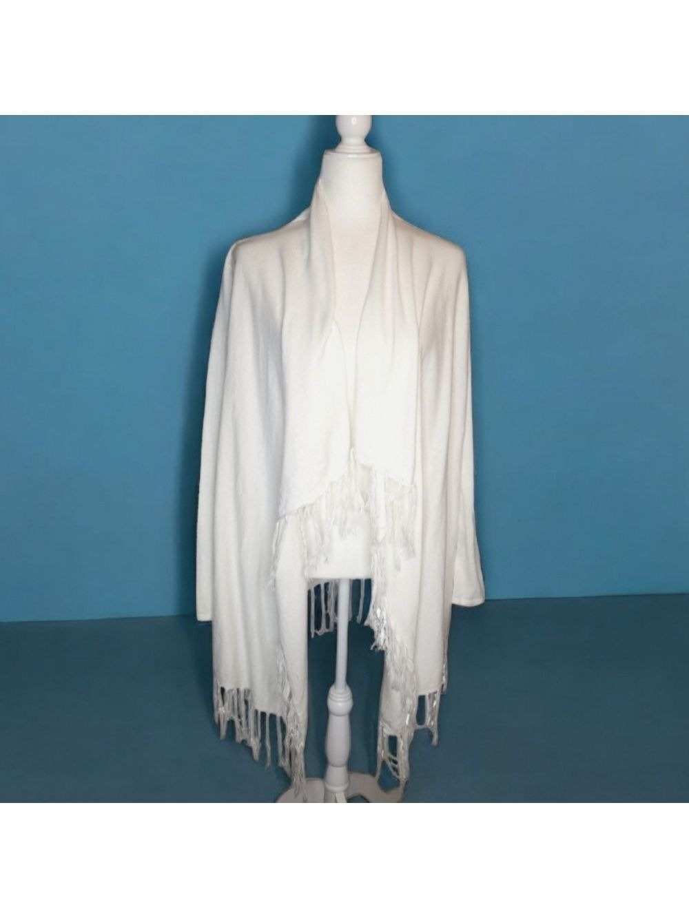 Liz Claiborne Ivory Cardigan with Fringe